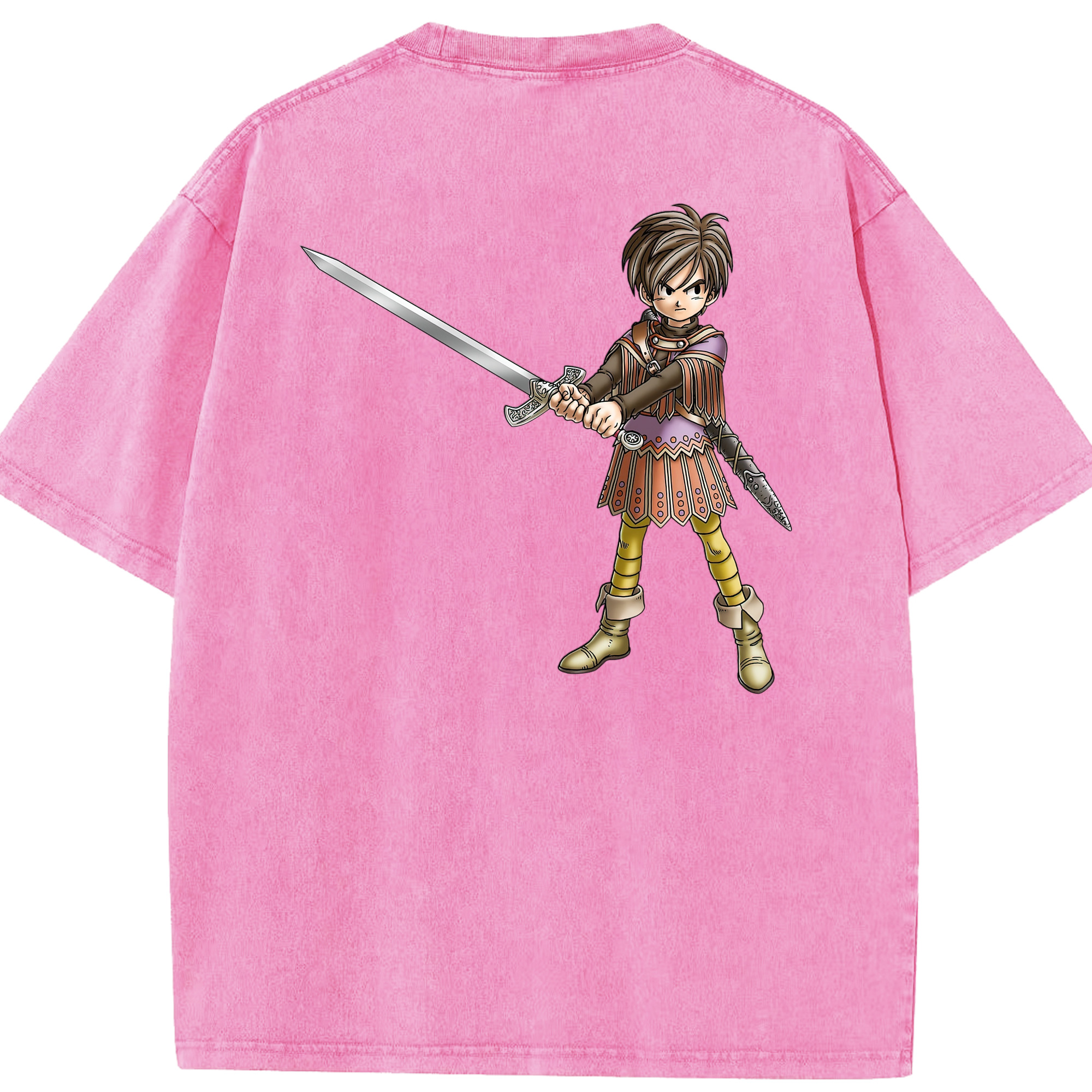 （画像用） ドラゴンクエスト Doragon Kuesuto Dragon Quest 綿100% ヴィンテージ風 半袖Tシャツ（背面プリント）
